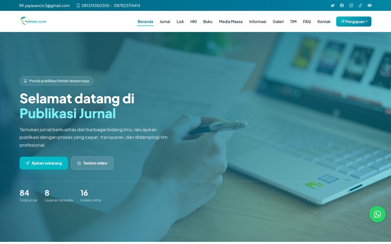 Tampilan aplikasi publikasi jurnal