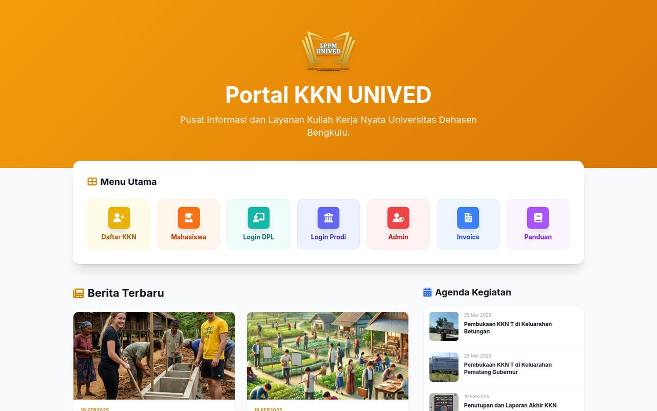 Tampilan aplikasi KKN