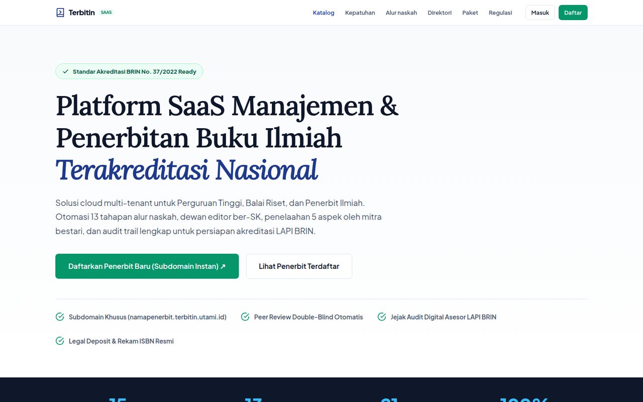 Tampilan aplikasi manajemen penerbit